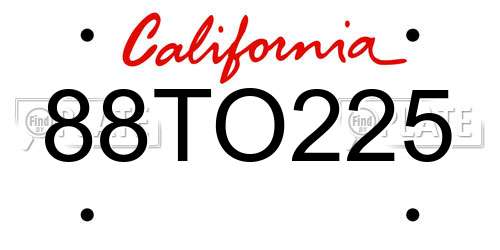 88TO225 California License Plate