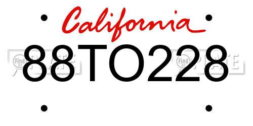 88TO228 California License Plate