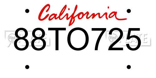88TO725 California License Plate