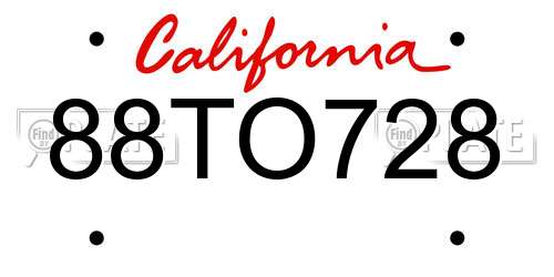 88TO728 California License Plate