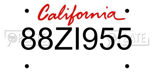 88ZI955 California License Plate