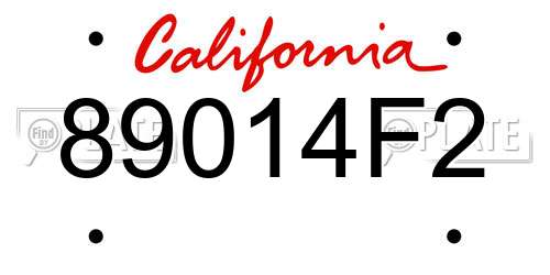 89014F2 California License Plate