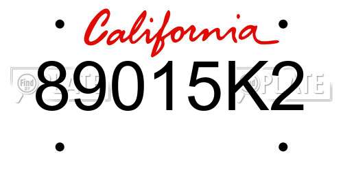 89015K2 California License Plate