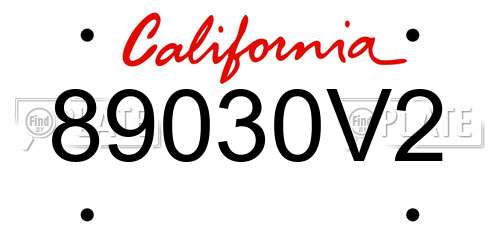 89030V2 California License Plate