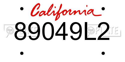 89049L2 California License Plate