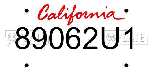 89062U1 California License Plate