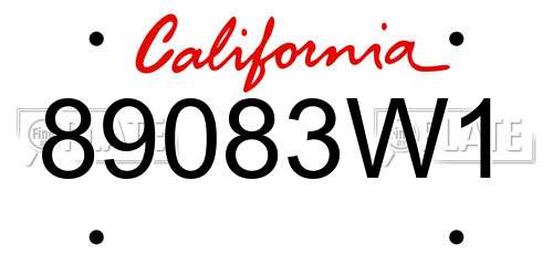 89083W1 California License Plate