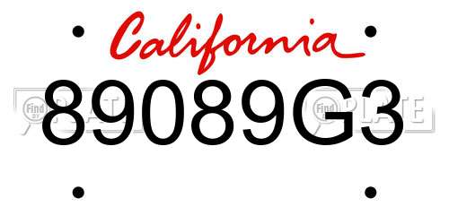 89089G3 California License Plate