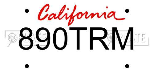 890TRM California License Plate