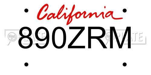 890ZRM California License Plate
