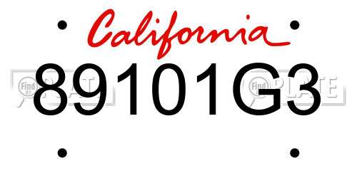 89101G3 California License Plate