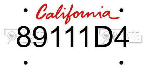 89111D4 California License Plate
