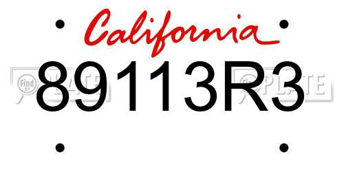 89113R3 California License Plate