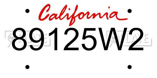 89125W2 California License Plate