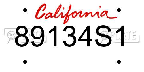 89134S1 California License Plate