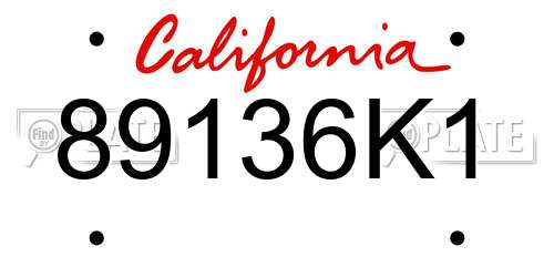 89136K1 California License Plate