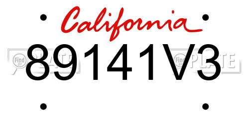 89141V3 California License Plate