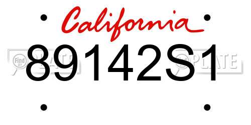 89142S1 California License Plate