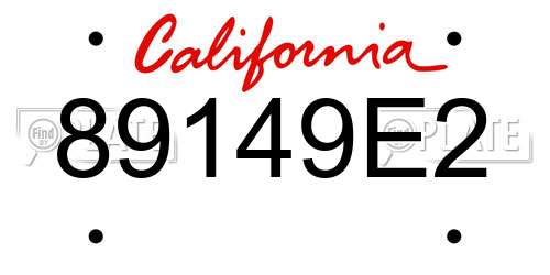 89149E2 California License Plate