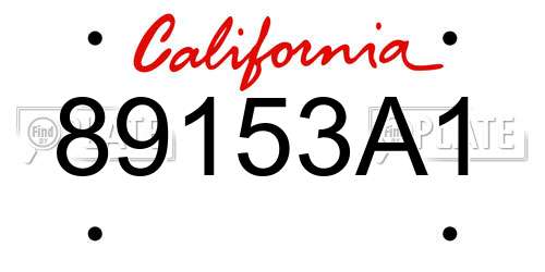 89153A1 California License Plate