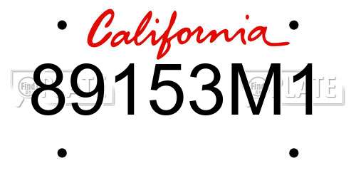89153M1 California License Plate
