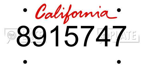 8915747 California License Plate