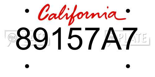 89157A7 California License Plate