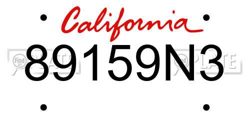 89159N3 California License Plate