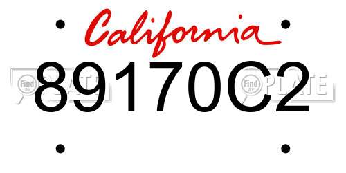 89170C2 California License Plate