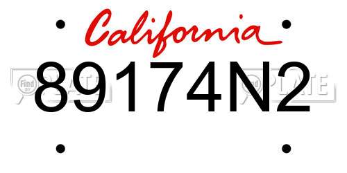 89174N2 California License Plate