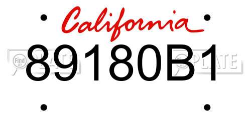89180B1 California License Plate