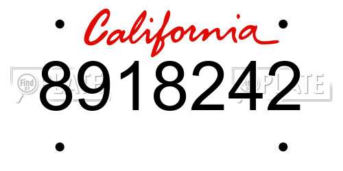 8918242 California License Plate