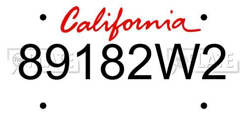 89182W2 California License Plate