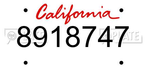 8918747 California License Plate