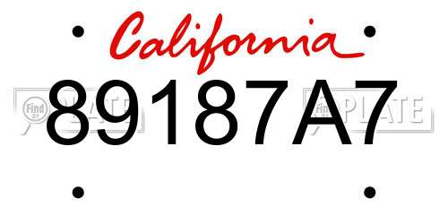 89187A7 California License Plate