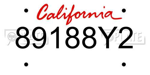 89188Y2 California License Plate