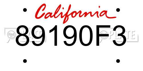 89190F3 California License Plate