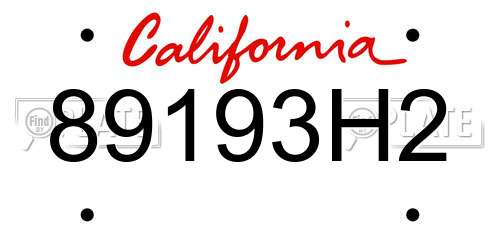 89193H2 California License Plate