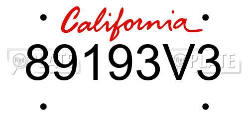89193V3 California License Plate