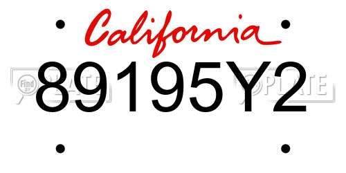 89195Y2 California License Plate