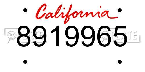 8919965 California License Plate