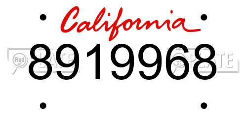 8919968 California License Plate