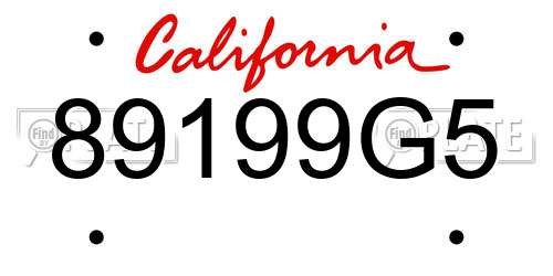89199G5 California License Plate