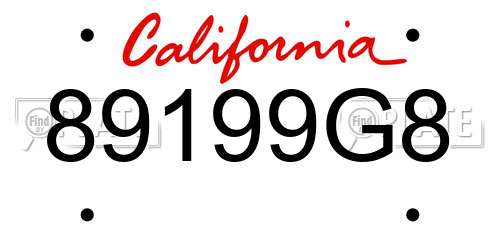 89199G8 California License Plate