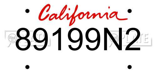 89199N2 California License Plate