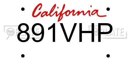 891VHP California License Plate