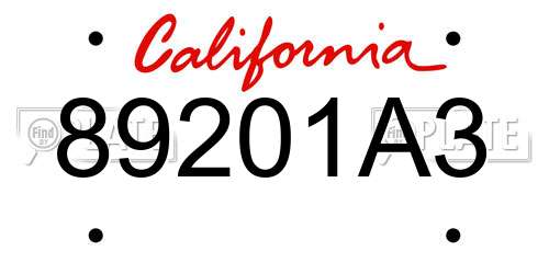 89201A3 California License Plate