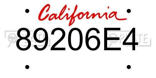 89206E4 California License Plate