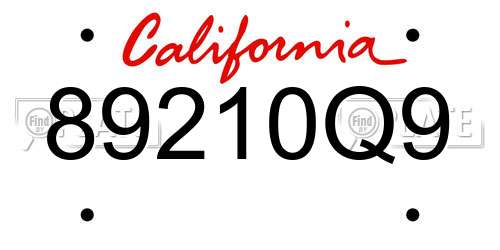 89210Q9 California License Plate