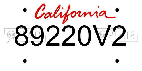 89220V2 California License Plate